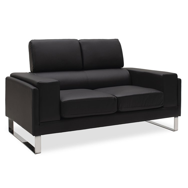 Καναπές Shea pakoworld 2θέσιος pu μαύρο-inox 158x80x87εκ 074-000012