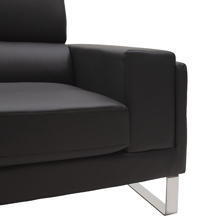Καναπές Shea pakoworld 2θέσιος pu μαύρο-inox 158x80x87εκ 074-000012