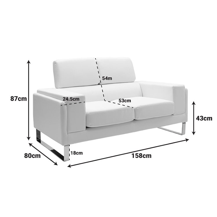 Καναπές Shea pakoworld 2θέσιος pu μαύρο-inox 158x80x87εκ 074-000012