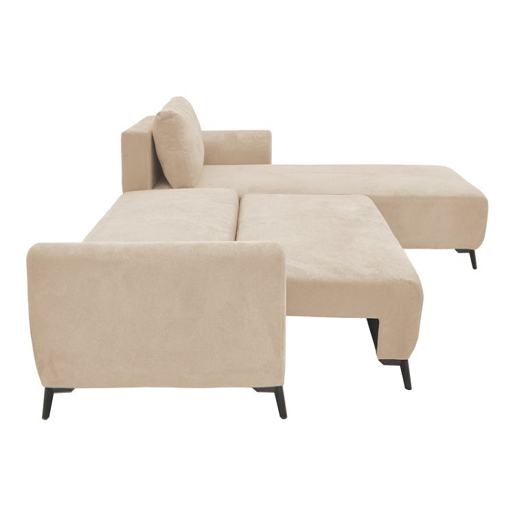 Kαναπές κρεβάτι τριθέσιος αναστρέψιμος Settee pakoworld ύφασμα με αποθηκευτικό χώρο σε μπεζ απόχρωση 286x204x93εκ 074-000042