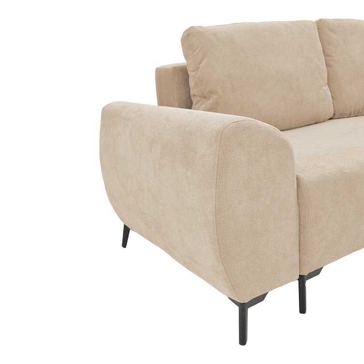 Kαναπές κρεβάτι τριθέσιος αναστρέψιμος Settee pakoworld ύφασμα με αποθηκευτικό χώρο σε μπεζ απόχρωση 286x204x93εκ 074-000042