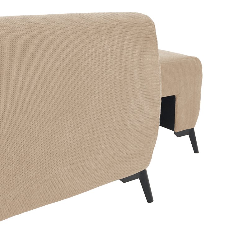 Kαναπές κρεβάτι τριθέσιος αναστρέψιμος Settee pakoworld ύφασμα με αποθηκευτικό χώρο σε μπεζ απόχρωση 286x204x93εκ 074-000042