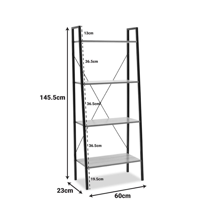 Βιβλιοθήκη- Ραφιέρα Ramon pakoworld φυσικό-μαύρο 60x23x145,5εκ 085-000001