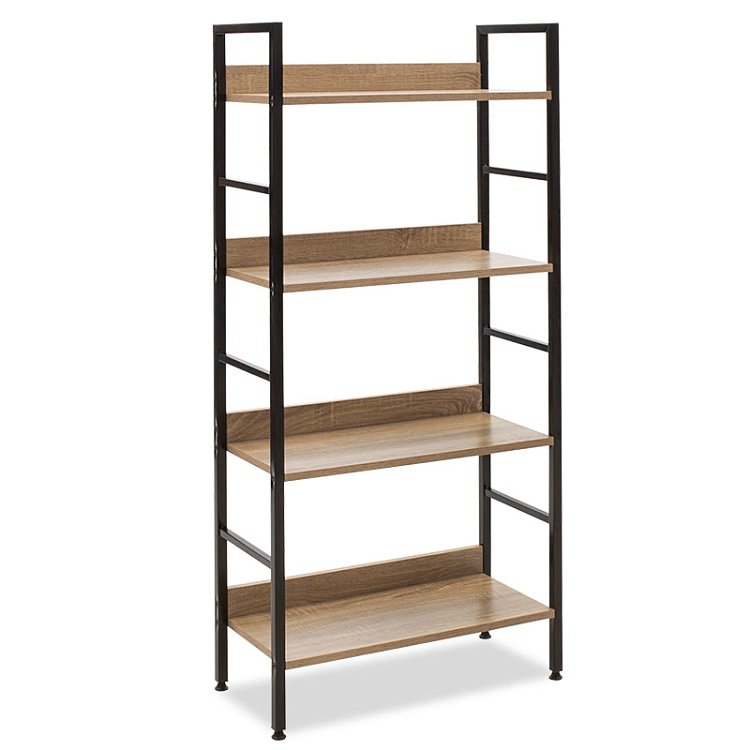 Βιβλιοθήκη- Ραφιέρα Ramon pakoworld φυσικό-μαύρο 60x28x125,5εκ 085-000002