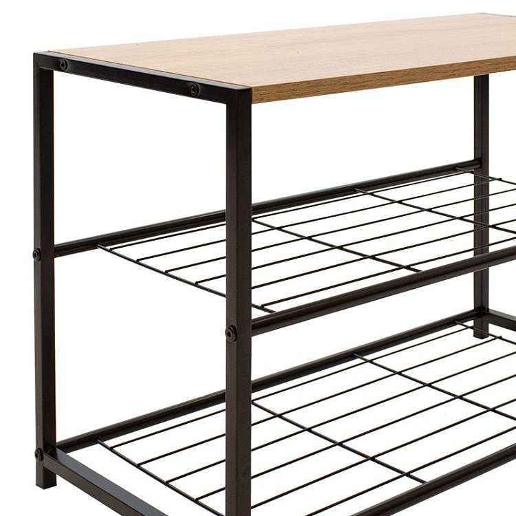 Παπουτσοθήκη Ramon pakoworld 6 ζευγών φυσικό-μαύρο 63x30x43εκ 085-000010