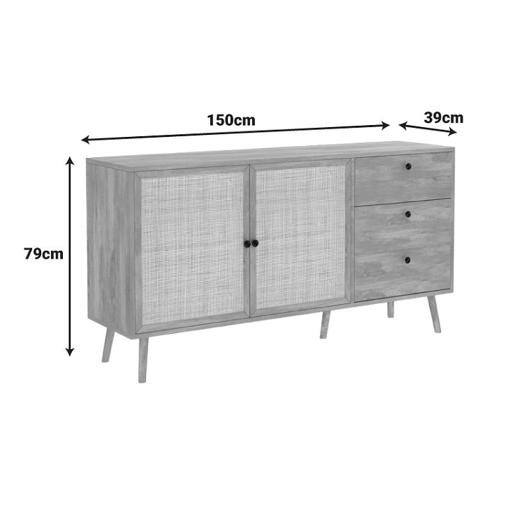 Μπουφές Oslo pakoworld sonoma 150x39x79εκ 086-000004