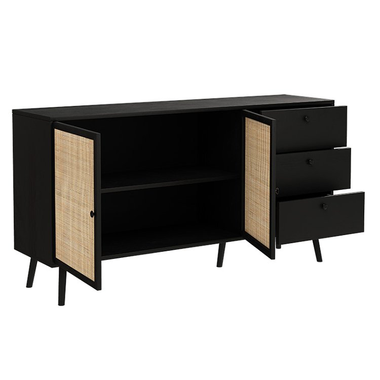 Μπουφές Oslo pakoworld μαύρο-φυσικό 150x39x79εκ 086-000016