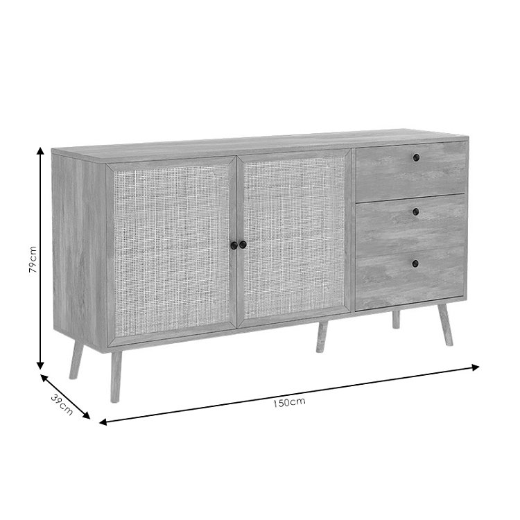 Μπουφές Oslo pakoworld μαύρο-φυσικό 150x39x79εκ 086-000016