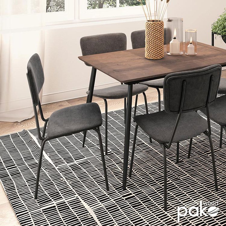 Καρέκλα Tania pakoworld ύφασμα ανθρακί antique-μαύρο πόδι 4τμχ 096-000009