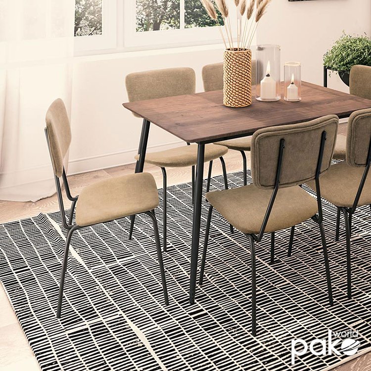 Καρέκλα Tania pakoworld ύφασμα μπεζ antique-μαύρο πόδι 4τμχ 096-000010