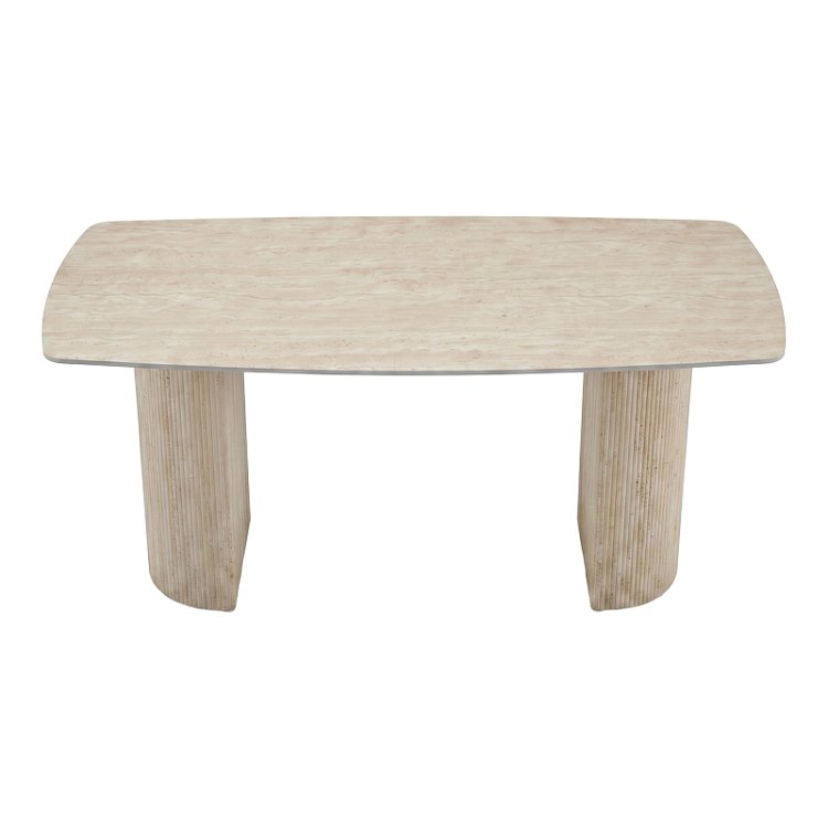 Τραπέζι Loosir pakoworld mdf-sandstone σε όψη τραβερτίνας 180x90x74εκ 096-000054