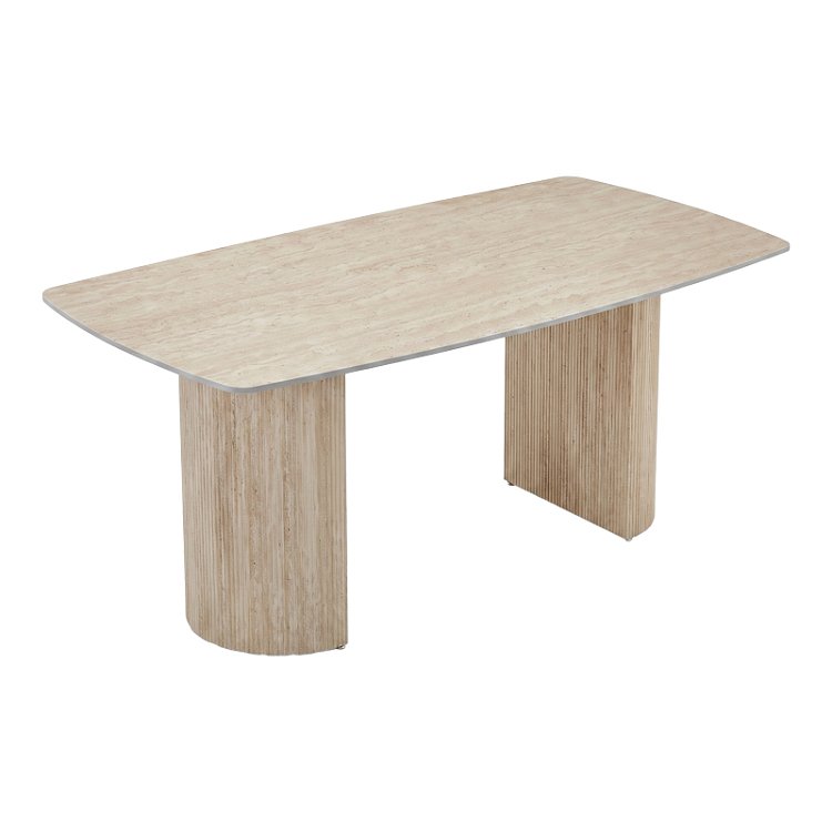 Τραπέζι Loosir pakoworld mdf-sandstone σε όψη τραβερτίνας 180x90x74εκ 096-000054