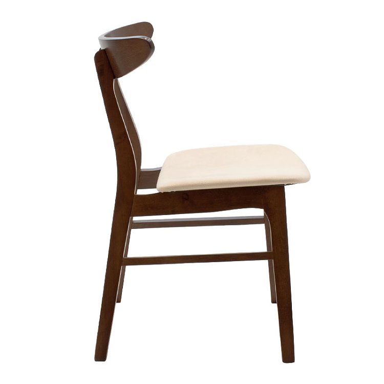 Καρέκλα Orlean pakoworld μπεζ ύφασμα-rubberwood καρυδί πόδι 2τμχ 097-000007