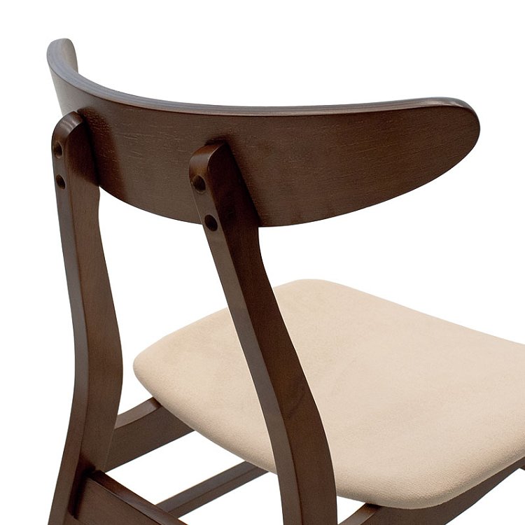 Καρέκλα Orlean pakoworld μπεζ ύφασμα-rubberwood καρυδί πόδι 2τμχ 097-000007