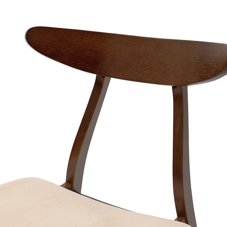 Καρέκλα Orlean pakoworld μπεζ ύφασμα-rubberwood καρυδί πόδι 2τμχ 097-000007