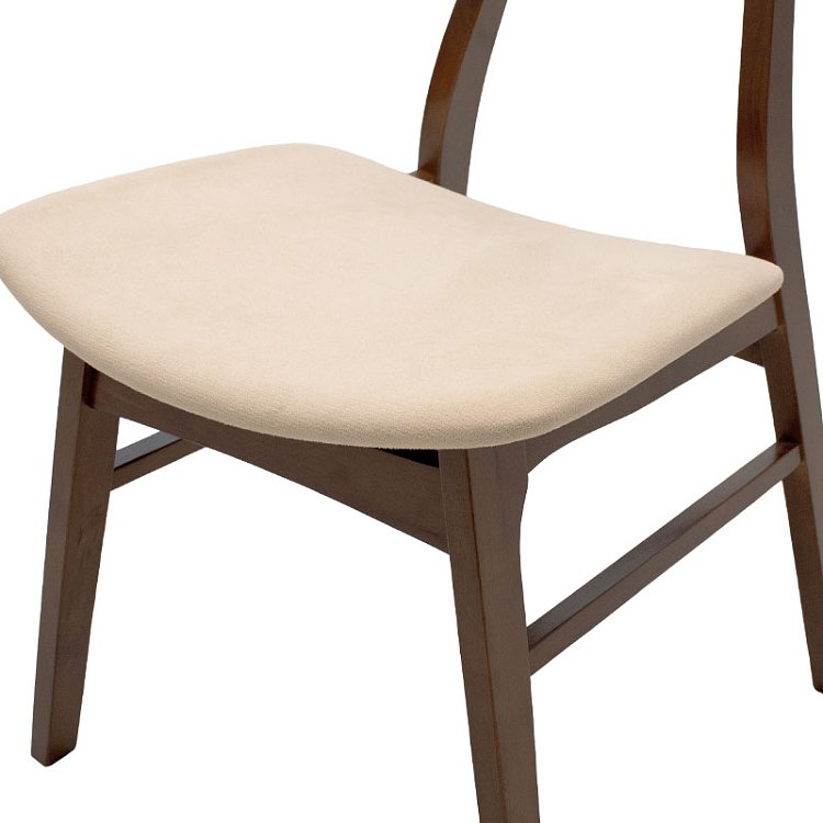 Καρέκλα Orlean pakoworld μπεζ ύφασμα-rubberwood καρυδί πόδι 2τμχ 097-000007