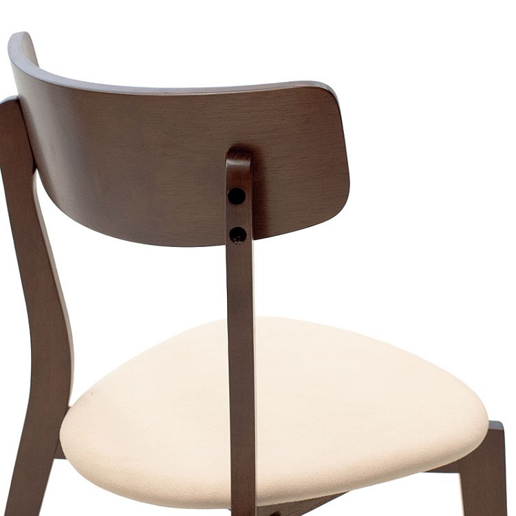 Καρέκλα Toto pakoworld μπεζ ύφασμα-rubberwood καρυδί πόδι 2τμχ 097-000011