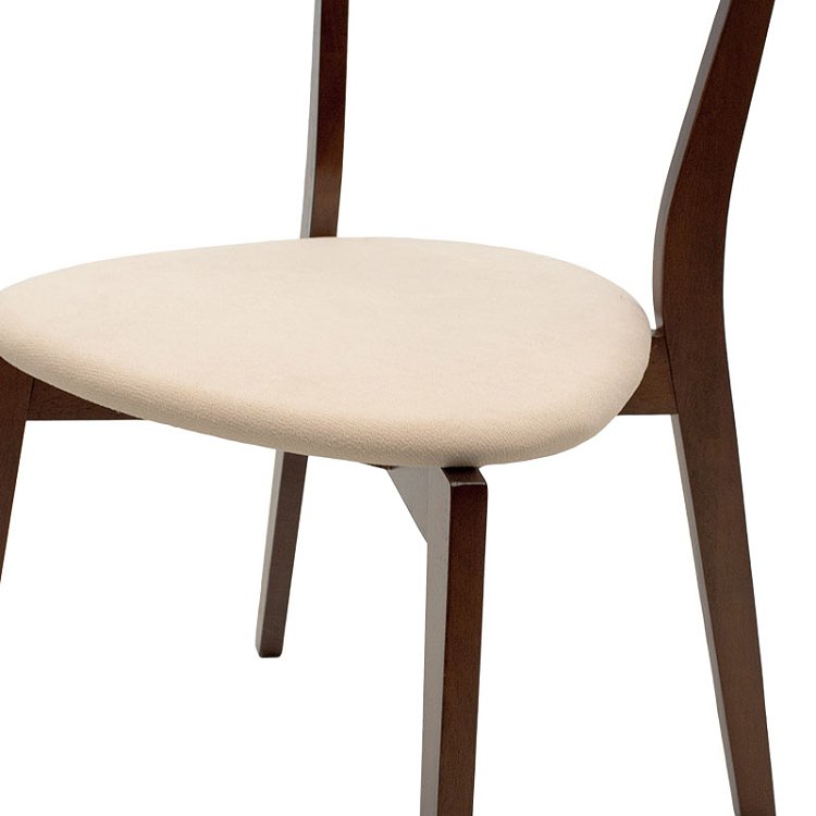 Καρέκλα Toto pakoworld μπεζ ύφασμα-rubberwood καρυδί πόδι 2τμχ 097-000011