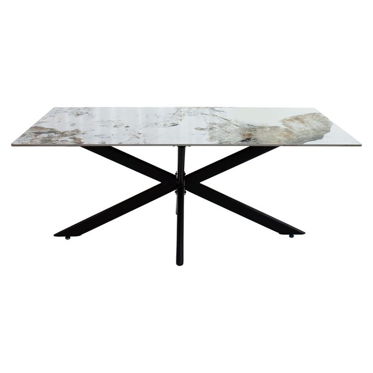 Τραπέζι Bethan pakoworld sintered stone λευκό μαρμάρου-μαύρο 180x90x75εκ 101-000067