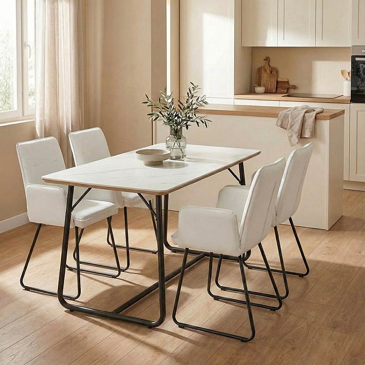 Τραπέζι Revello pakoworld sintered stone λευκό μαρμάρου-μαύρο 150x90x75εκ 101-000074