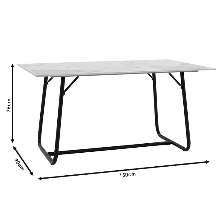 Τραπέζι Revello pakoworld sintered stone μαύρο μαρμάρου-μαύρο 150x90x75εκ 101-000075