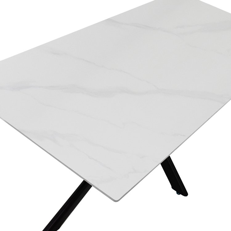 Τραπέζι Bethan pakoworld sintered stone λευκό-μαύρα μεταλλικά πόδια 180x90x75εκ 101-000128