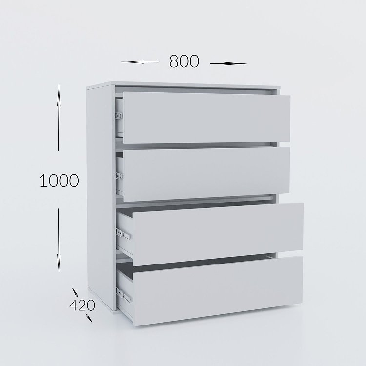 Συρταριέρα Idea Λευκό 80x42x100cm GR-IDEACHEST80100