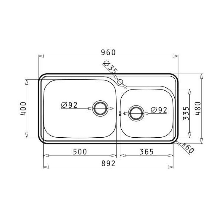 Νεροχύτης Space Plus (96x48) 2B 108716401