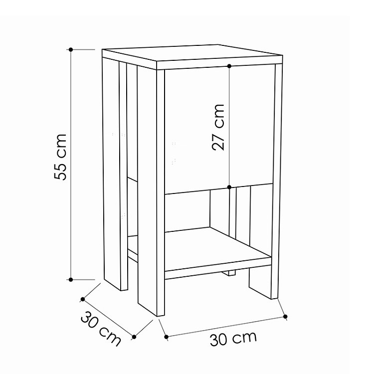 Κομοδίνο Ema pakoworld χρώμα λευκό 30x30x55εκ 119-001072