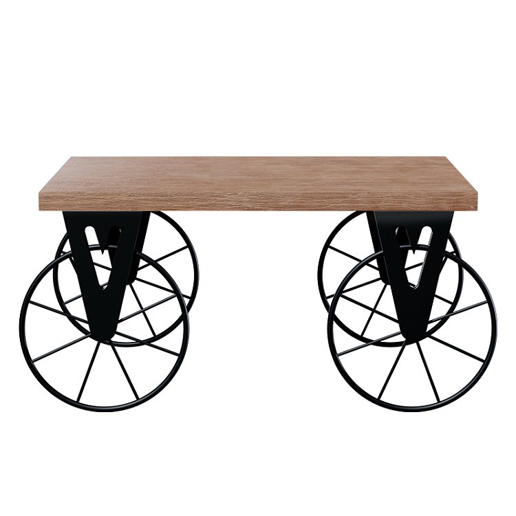 Τραπέζι σαλονιού Bike pakoworld χρώμα μαύρο-καρυδί 85x55x41εκ 120-000049