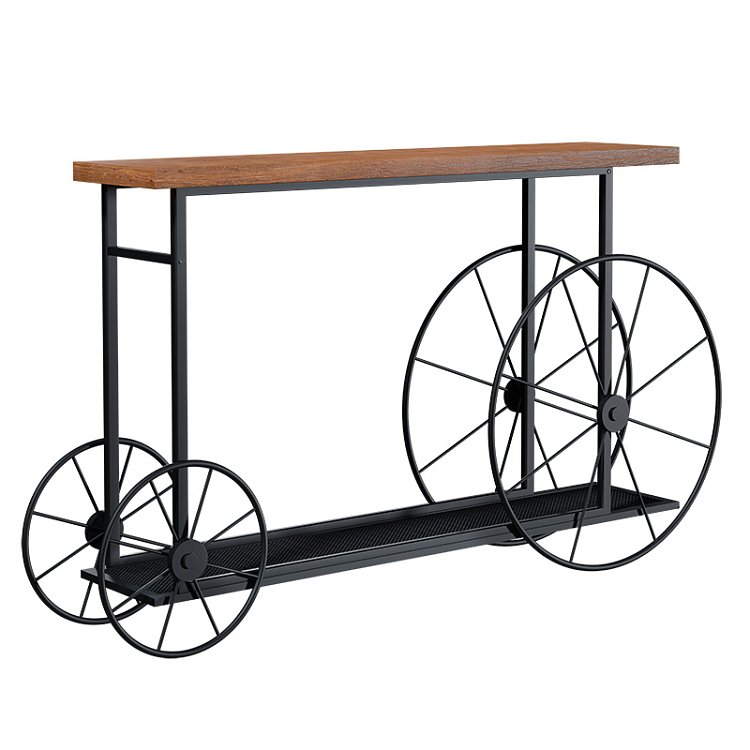 Κονσόλα Bike pakoworld χρώμα μαύρο-καρυδί 148x28x85εκ 120-000051