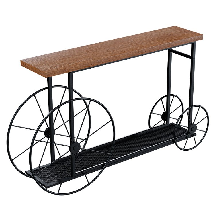 Κονσόλα Bike pakoworld χρώμα μαύρο-καρυδί 148x28x85εκ 120-000051