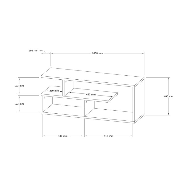 Έπιπλο τηλεόρασης Waldo pakoworld λευκό μελαμίνης 100x29,5x40εκ 120-000172