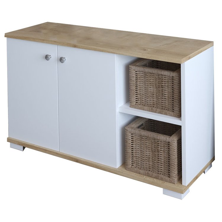 Έπιπλο εισόδου Deril pakoworld λευκό-sonoma 90x33x52.5εκ 120-000278