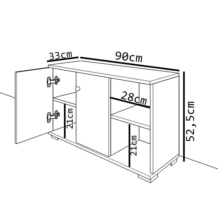 Έπιπλο εισόδου Deril pakoworld λευκό-sonoma 90x33x52.5εκ 120-000278
