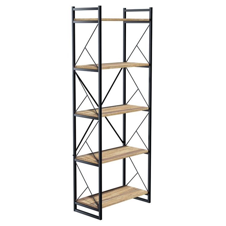 Βιβλιοθήκη Baker pakoworld καρυδί-μαύρο 66x34x180εκ 120-000330