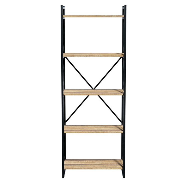 Βιβλιοθήκη Baker pakoworld καρυδί-μαύρο 66x34x180εκ 120-000330