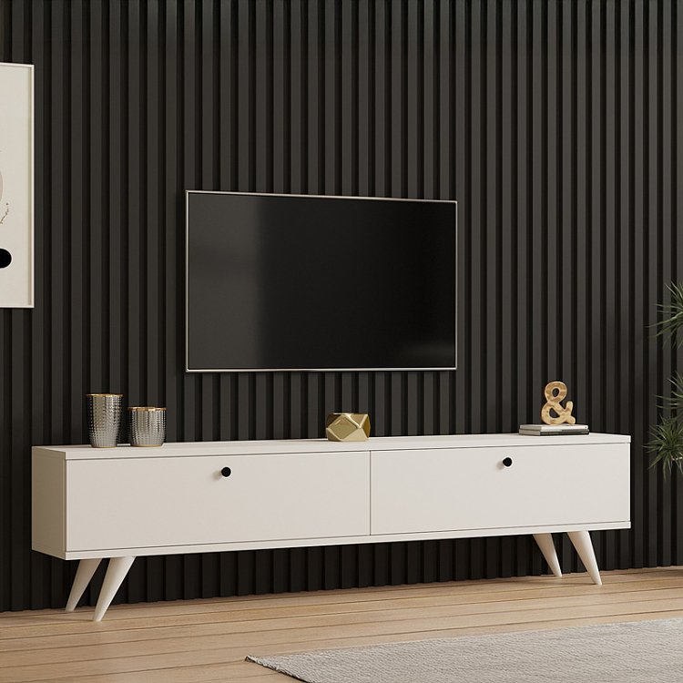 Έπιπλο τηλεόρασης Jate pakoworld σε λευκή απόχρωση 160x25x40εκ 120-000547