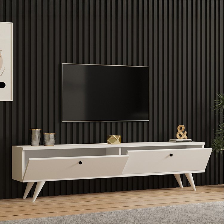 Έπιπλο τηλεόρασης Jate pakoworld σε λευκή απόχρωση 160x25x40εκ 120-000547