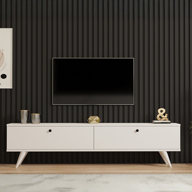Έπιπλο τηλεόρασης Jate pakoworld σε λευκή απόχρωση 160x25x40εκ 120-000547