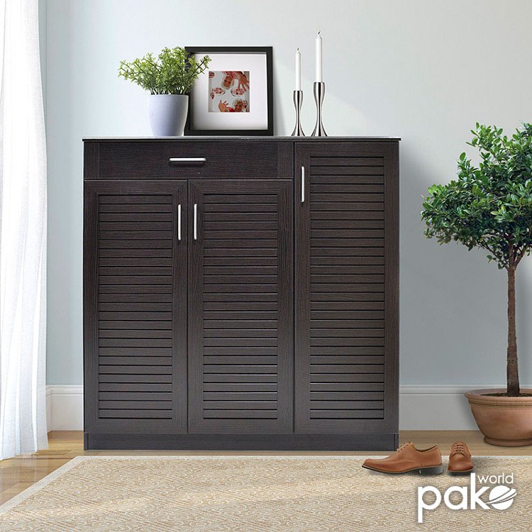 Παπουτσοθήκη-ντουλάπι SANTE pakoworld 30 ζεύγων χρώμα wenge 120x37x123εκ 123-000004