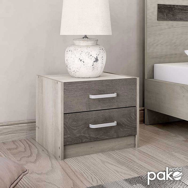 Κομοδίνο OLYMPUS pakoworld με 2 συρτάρια χρώμα castillo-toro 47,5x40,5x40,5εκ 123-000015
