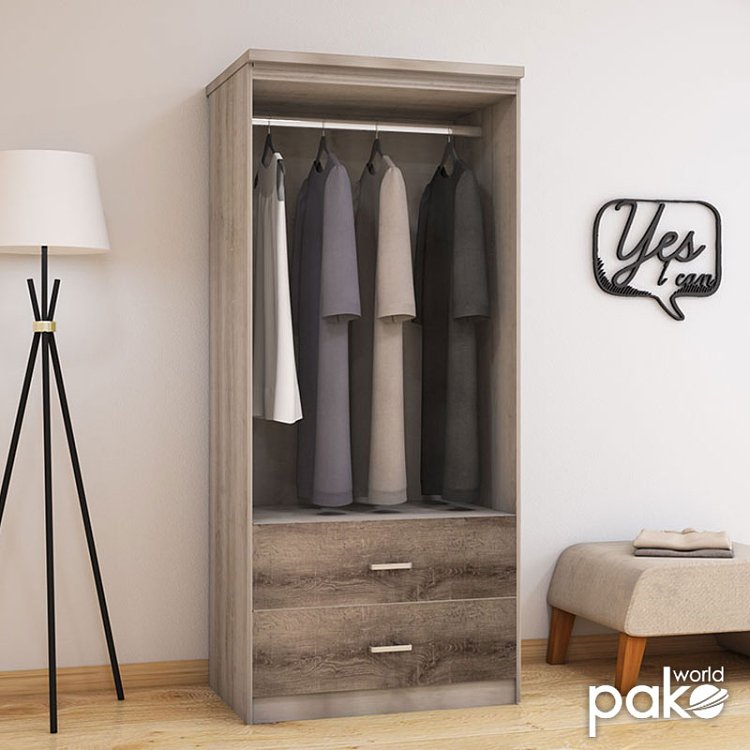 Ντουλάπα ρούχων δίφυλλη OLYMPUS pakoworld χρώμα castillo-toro 81x57x183εκ 123-000021