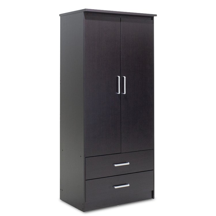 Ντουλάπα ρούχων δίφυλλη OLYMPUS pakoworld χρώμα wenge 81x57x183εκ 123-000044