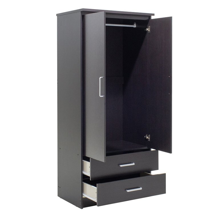 Ντουλάπα ρούχων δίφυλλη OLYMPUS pakoworld χρώμα wenge 81x57x183εκ 123-000044
