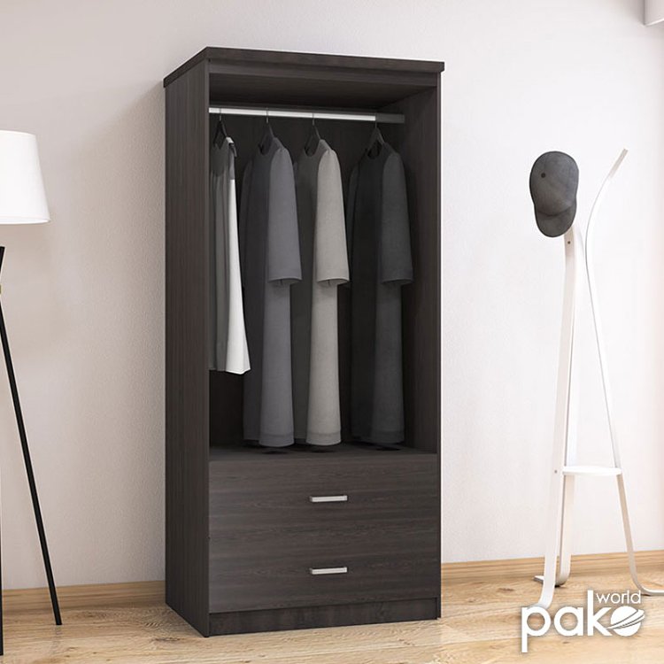 Ντουλάπα ρούχων δίφυλλη OLYMPUS pakoworld χρώμα wenge 81x57x183εκ 123-000044