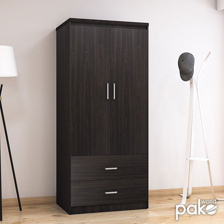 Ντουλάπα ρούχων δίφυλλη OLYMPUS pakoworld χρώμα wenge 81x57x183εκ 123-000044