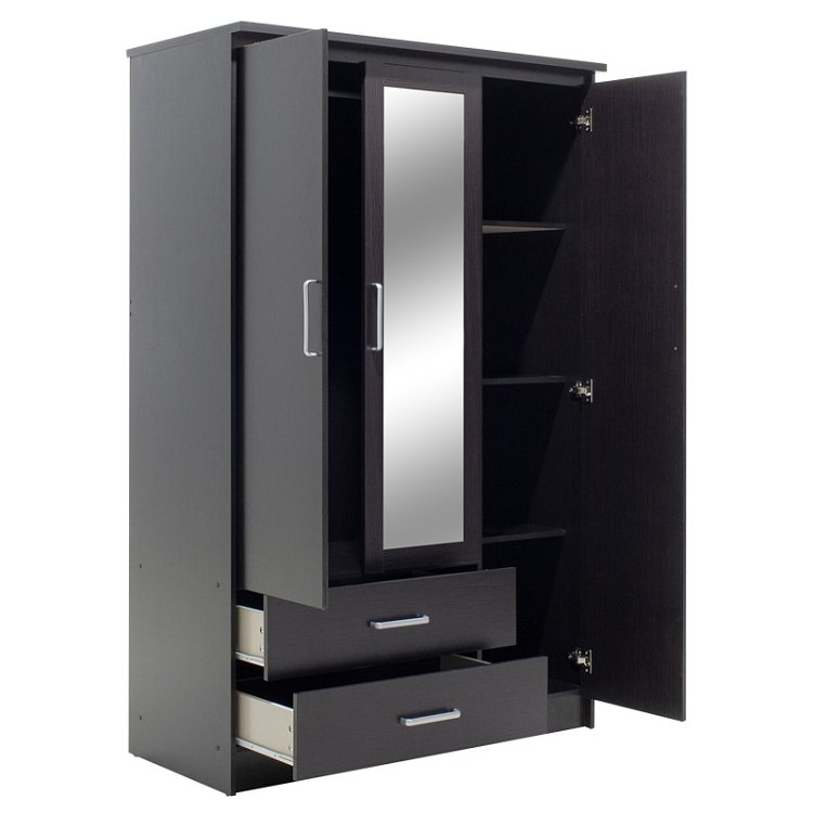 Ντουλάπα ρούχων τρίφυλλη OLYMPUS pakoworld χρώμα wenge 120x57x183εκ 123-000045