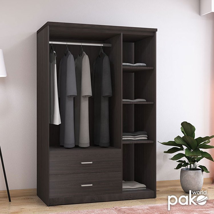 Ντουλάπα ρούχων τρίφυλλη OLYMPUS pakoworld χρώμα wenge 120x57x183εκ 123-000045