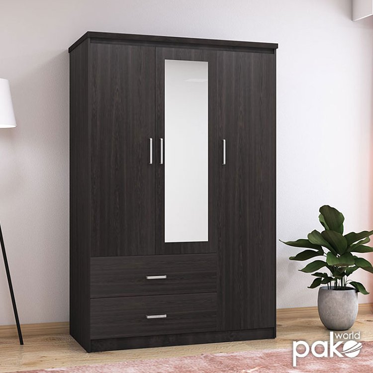 Ντουλάπα ρούχων τρίφυλλη OLYMPUS pakoworld χρώμα wenge 120x57x183εκ 123-000045